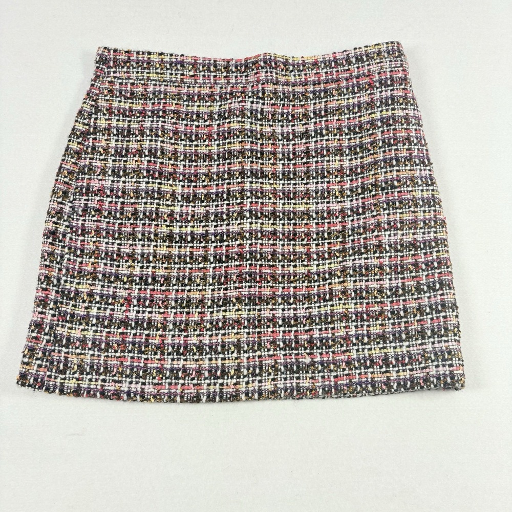 Loft Mini Skirt Tweed‎ Lined Size 10P Gray Burgandy Short Fall Winter 2010s